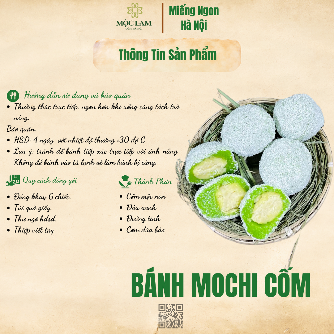 Giỏ Quà Cốm Hà Nội 4 bánh mochi