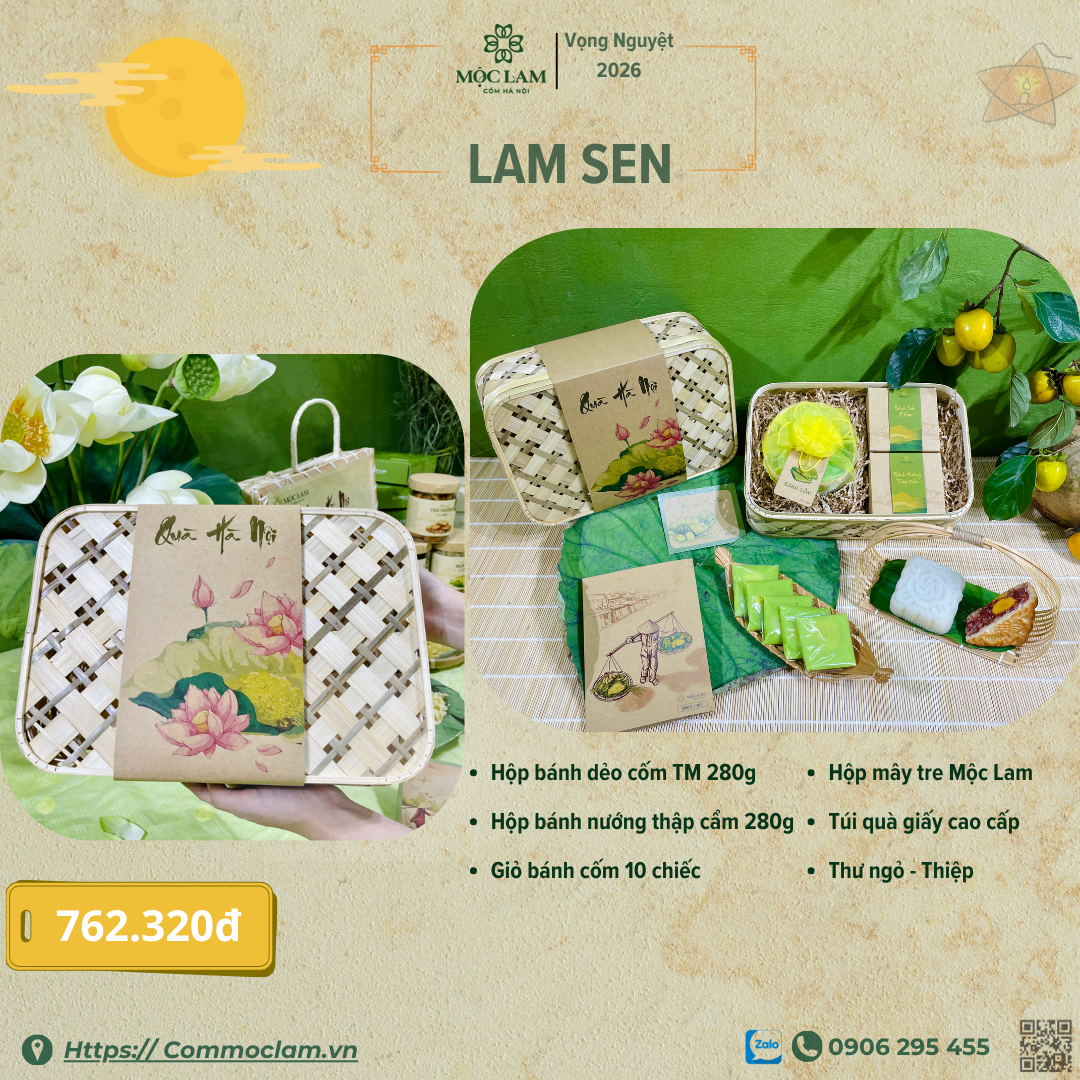 Hộp Quà Tặng Thu Hà Nội Mộc Lam 1 quà tặng trung thu hà nội cốm mộc lam