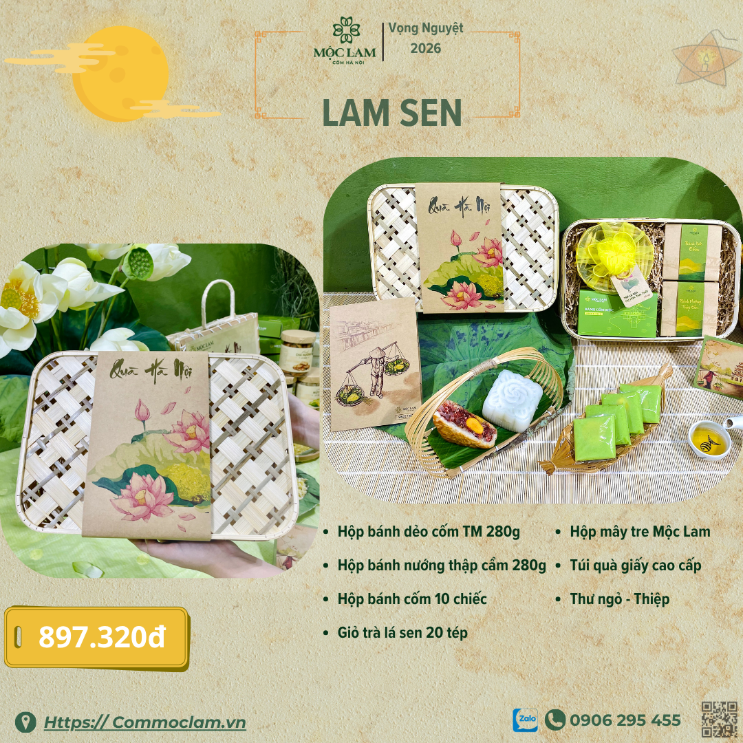 Hộp Quà Tặng Thu Hà Nội Mộc Lam 1 quà tặng trung thu hà nội cốm mộc lam