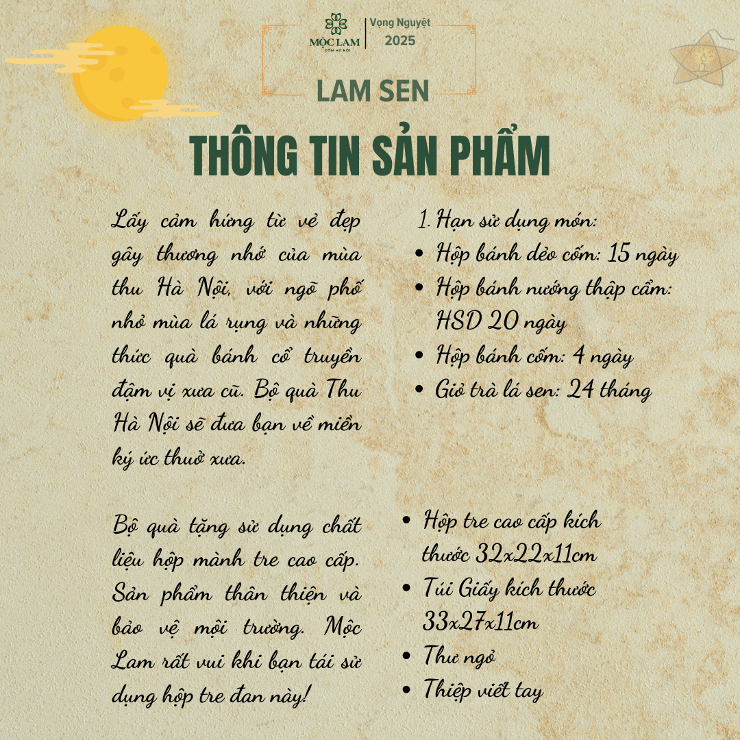 Hộp Quà Tặng Thu Hà Nội Mộc Lam 2 quà cốm mộc lam