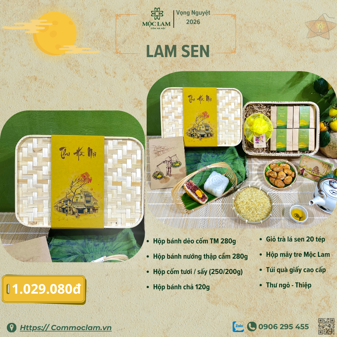 Hộp Quà Tặng Thu Hà Nội Mộc Lam 1 quà tặng trung thu hà nội cốm mộc lam