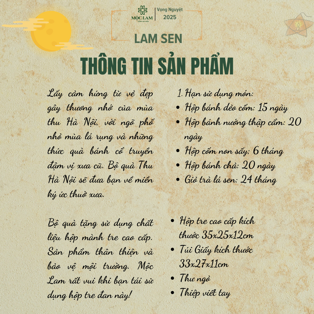 Hộp Quà Tặng Thu Hà Nội Mộc Lam 2 cốm mộc lam