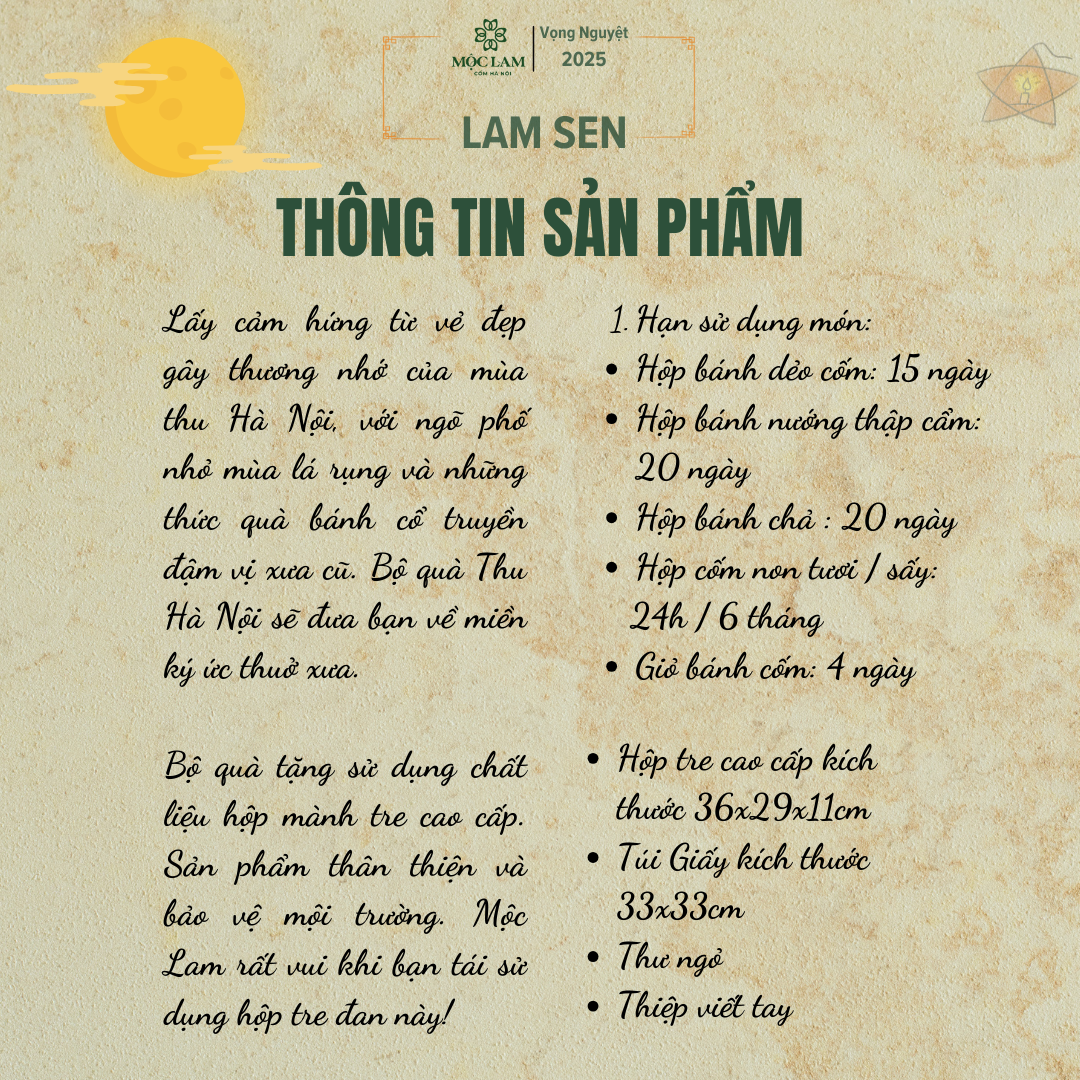 Hộp Quà Tặng Trung Thu Lam Sen 2 quà cốm mộc lam